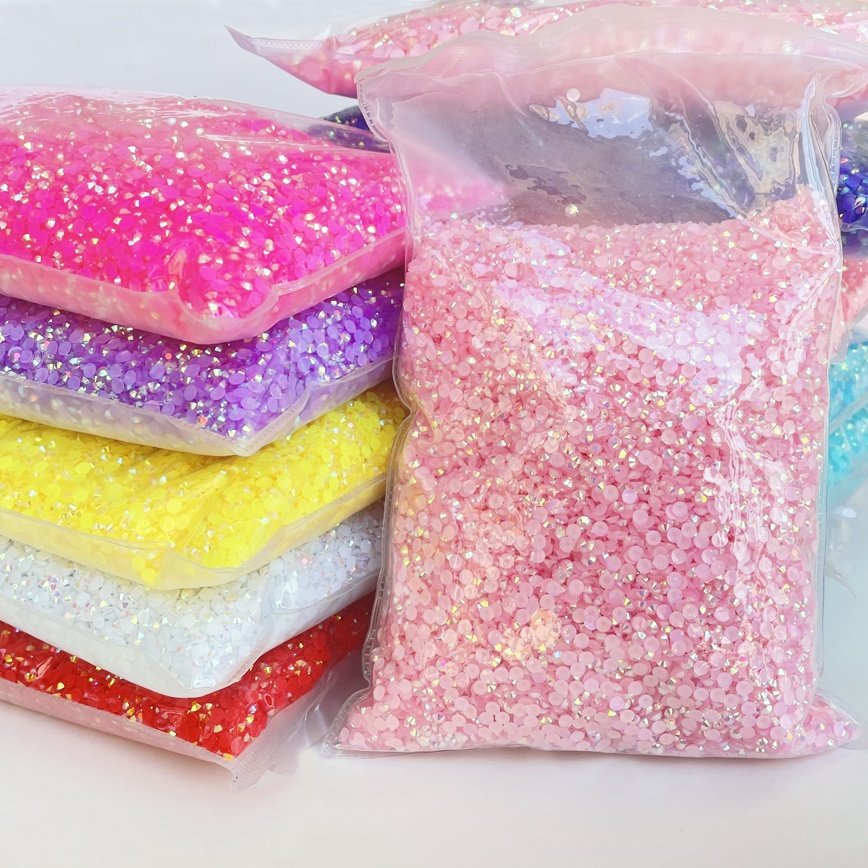 yantuo Factory Bulk Package AB colors Flat Back Resin Rhinestone beads 5mm ss20 Jelly Non Hot fix Rhinestone