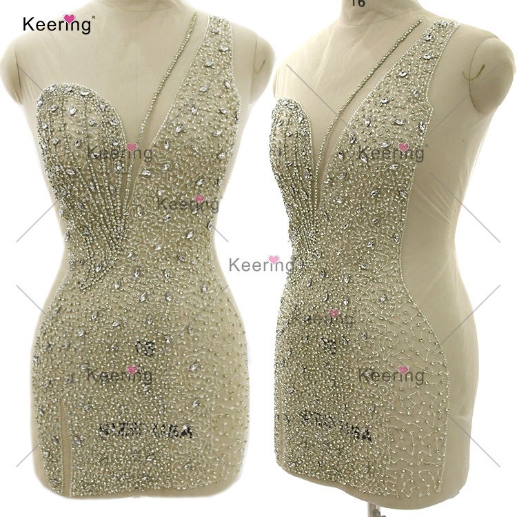 Bling crystal women applique rhinestones sew on wedding fabrics for wedding dress WDP-438