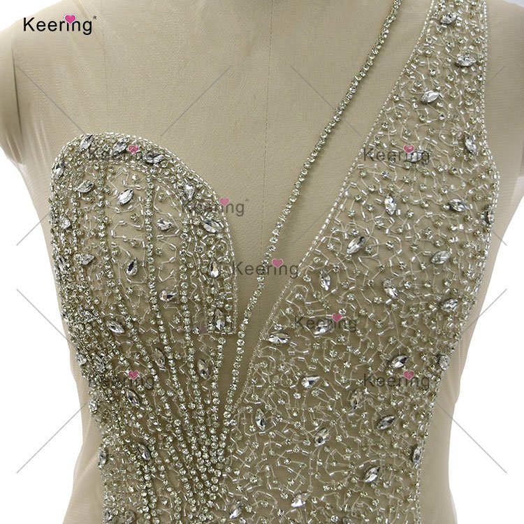 Bling crystal women applique rhinestones sew on wedding fabrics for wedding dress WDP-438