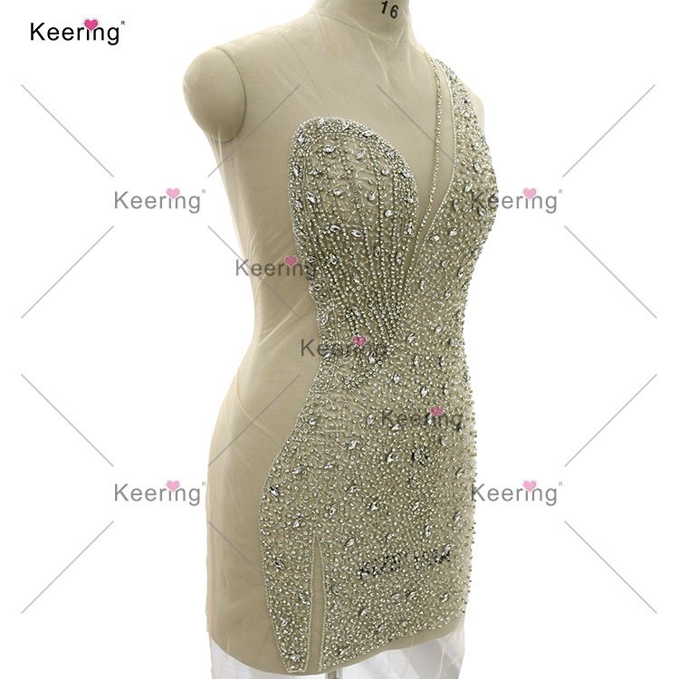 Bling crystal women applique rhinestones sew on wedding fabrics for wedding dress WDP-438