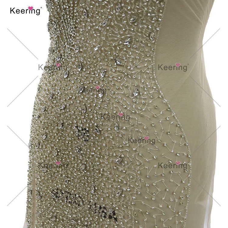 Bling crystal women applique rhinestones sew on wedding fabrics for wedding dress WDP-438