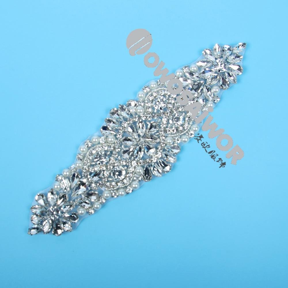 Wholesales Crystal Applique for Wedding Sash Crystal Rhinestones Trim Silver Color for women RA101036
