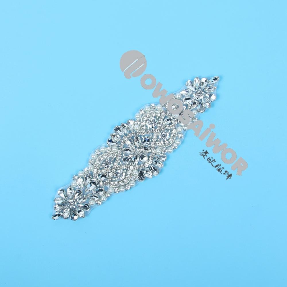 Wholesales Crystal Applique for Wedding Sash Crystal Rhinestones Trim Silver Color for women RA101036