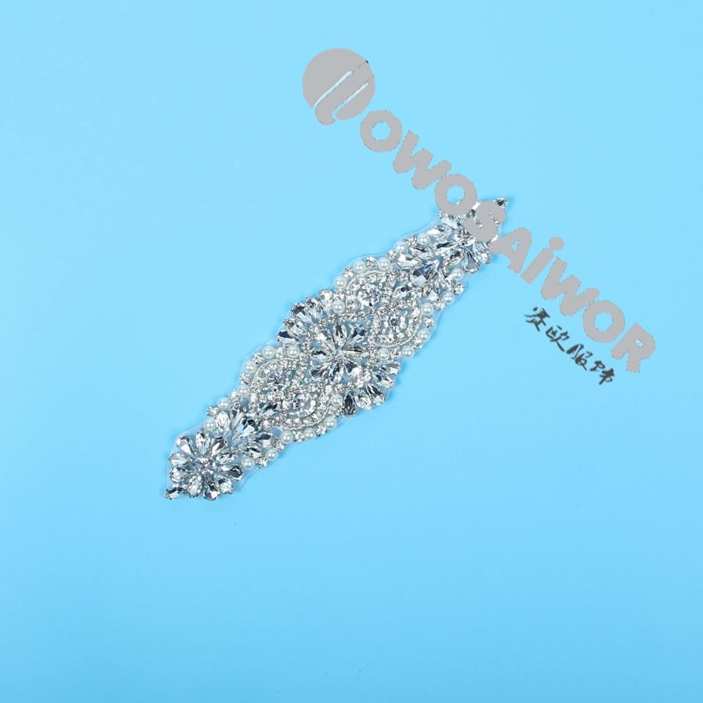 Wholesales Crystal Applique for Wedding Sash Crystal Rhinestones Trim Silver Color for women RA101036