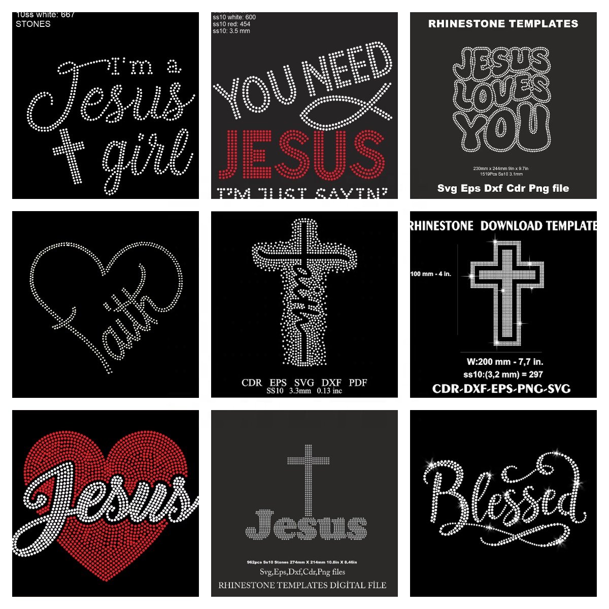 Custom Hotfix Crystal Faith Cross Jesus Crucifix Pray Hand Design Iron On Faith Cross Rhinestone Transfers Patch For DIY Garment