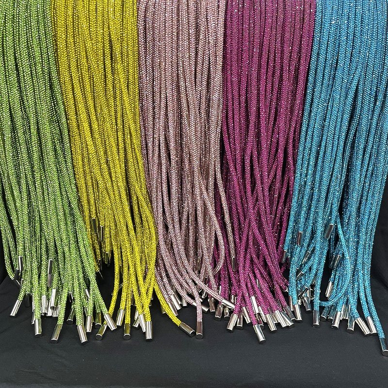 S528 Fashion Rhinestone Hoodie String Custom Rhinestone Strings Crystal Rhinestone Tube Rope