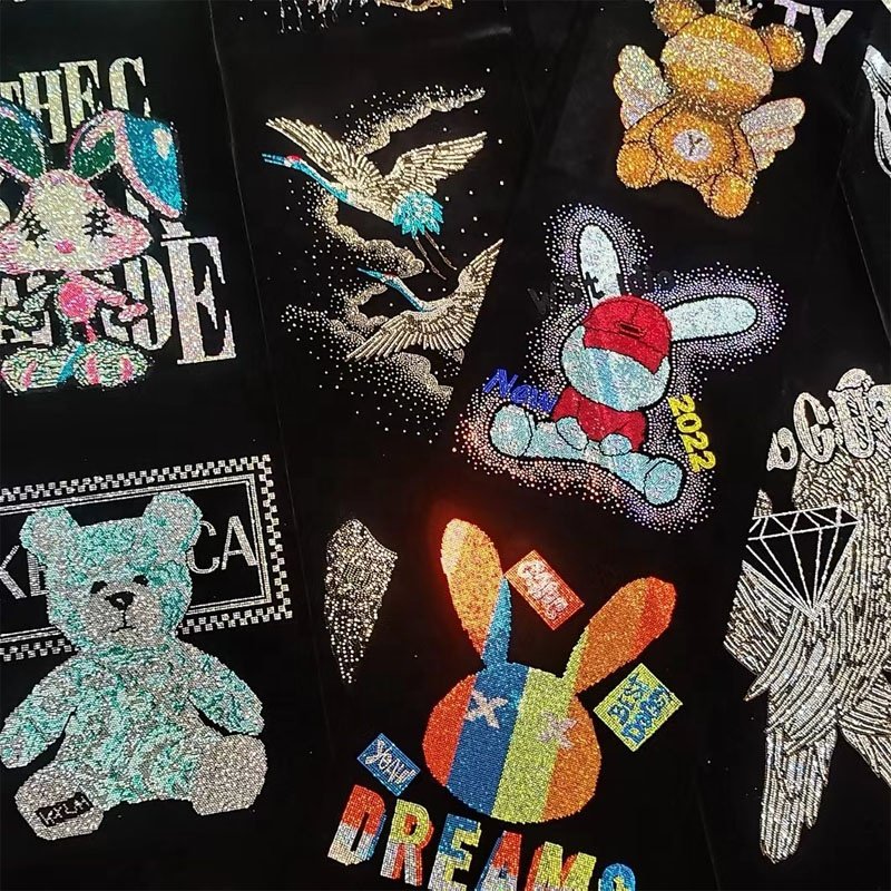 Custom Heat Transfers Love Design Personalizada Design Rhinestone Hotfix Rhinestone Template Pattern On T-shirts