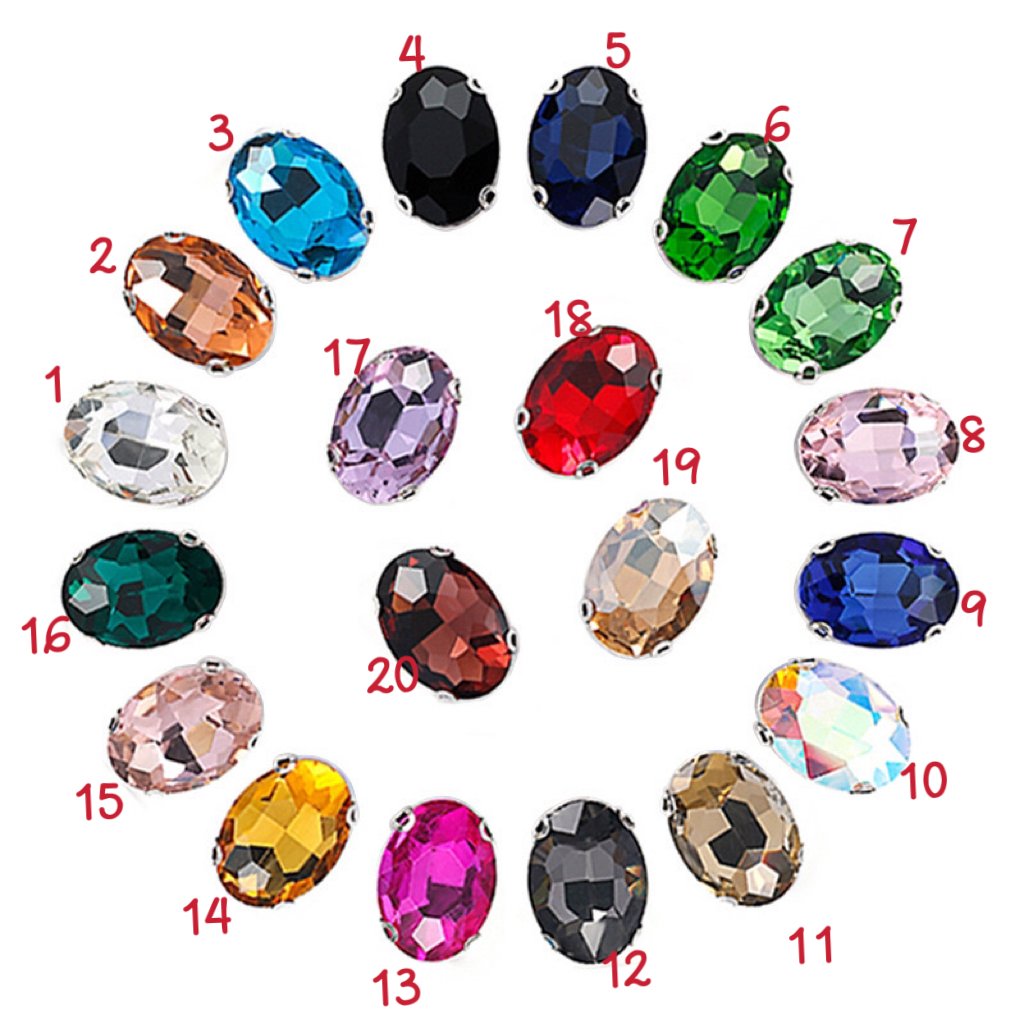 Factory Price Oval Shape Rhinestones With white K 20*30mm Sew On Clear Glass Crystals Claw