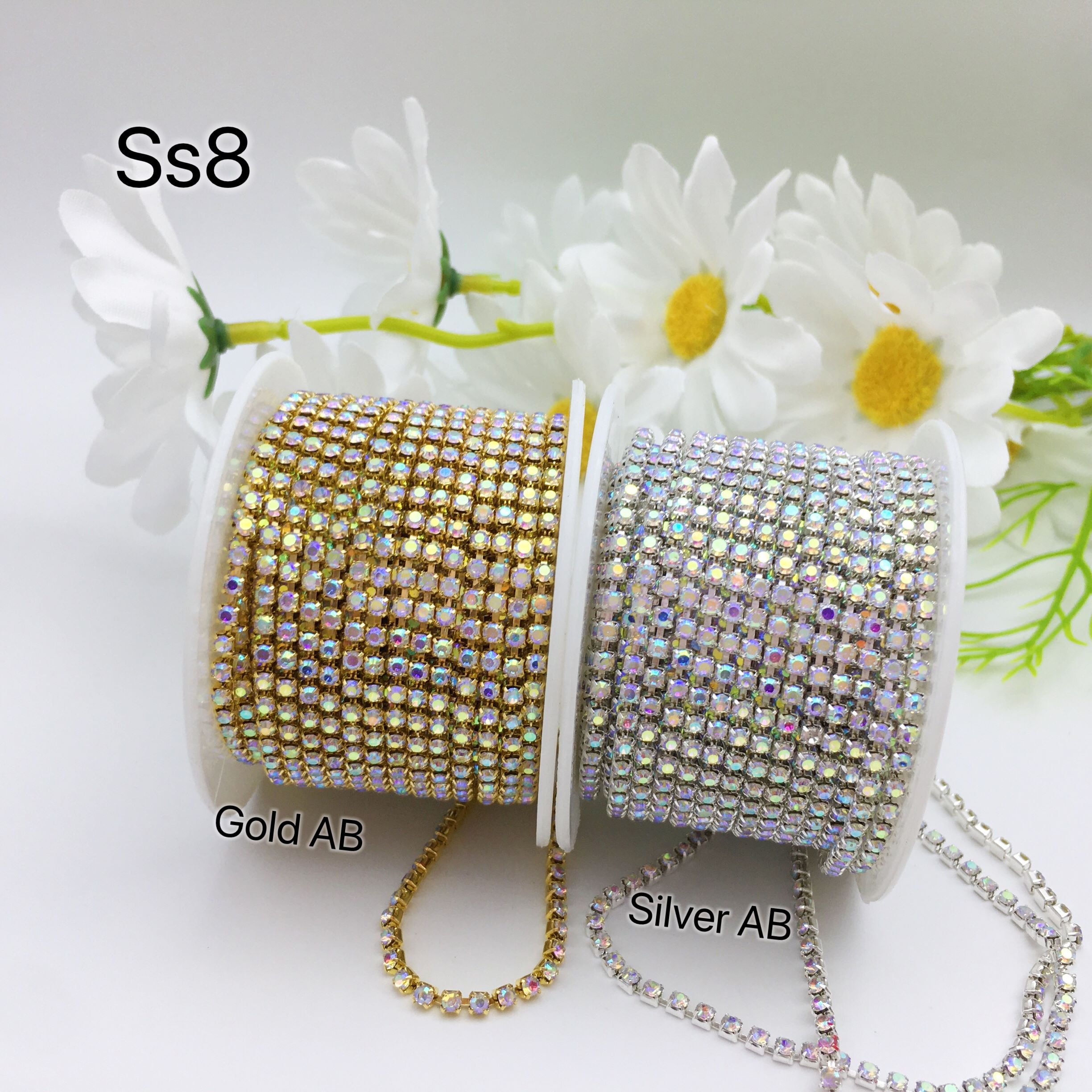 SINRONG Wholesale sewing of rhinestone chains, gold and silver soles, AB diamond glass shoe bags, wedding decorations Claw chain