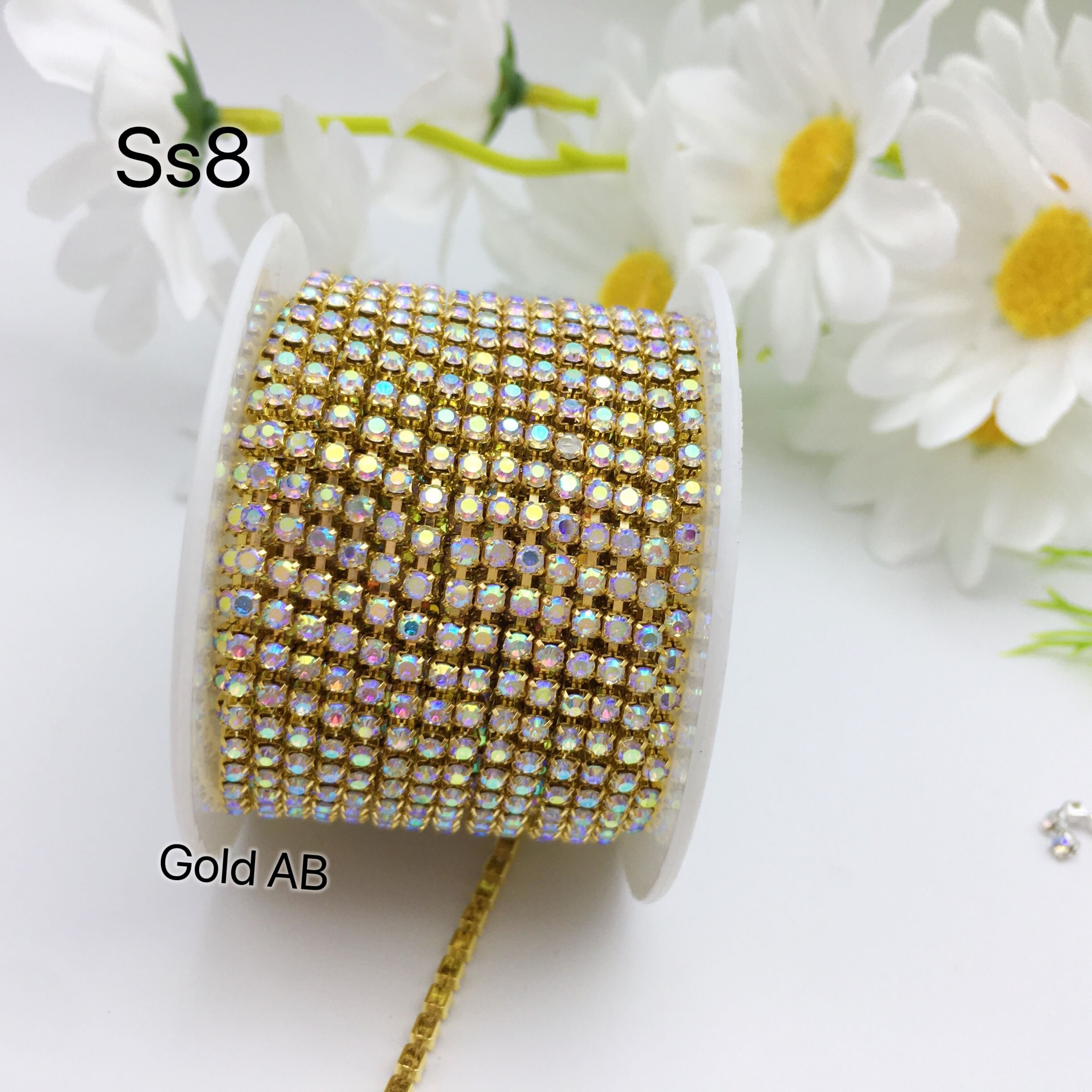 SINRONG Wholesale sewing of rhinestone chains, gold and silver soles, AB diamond glass shoe bags, wedding decorations Claw chain