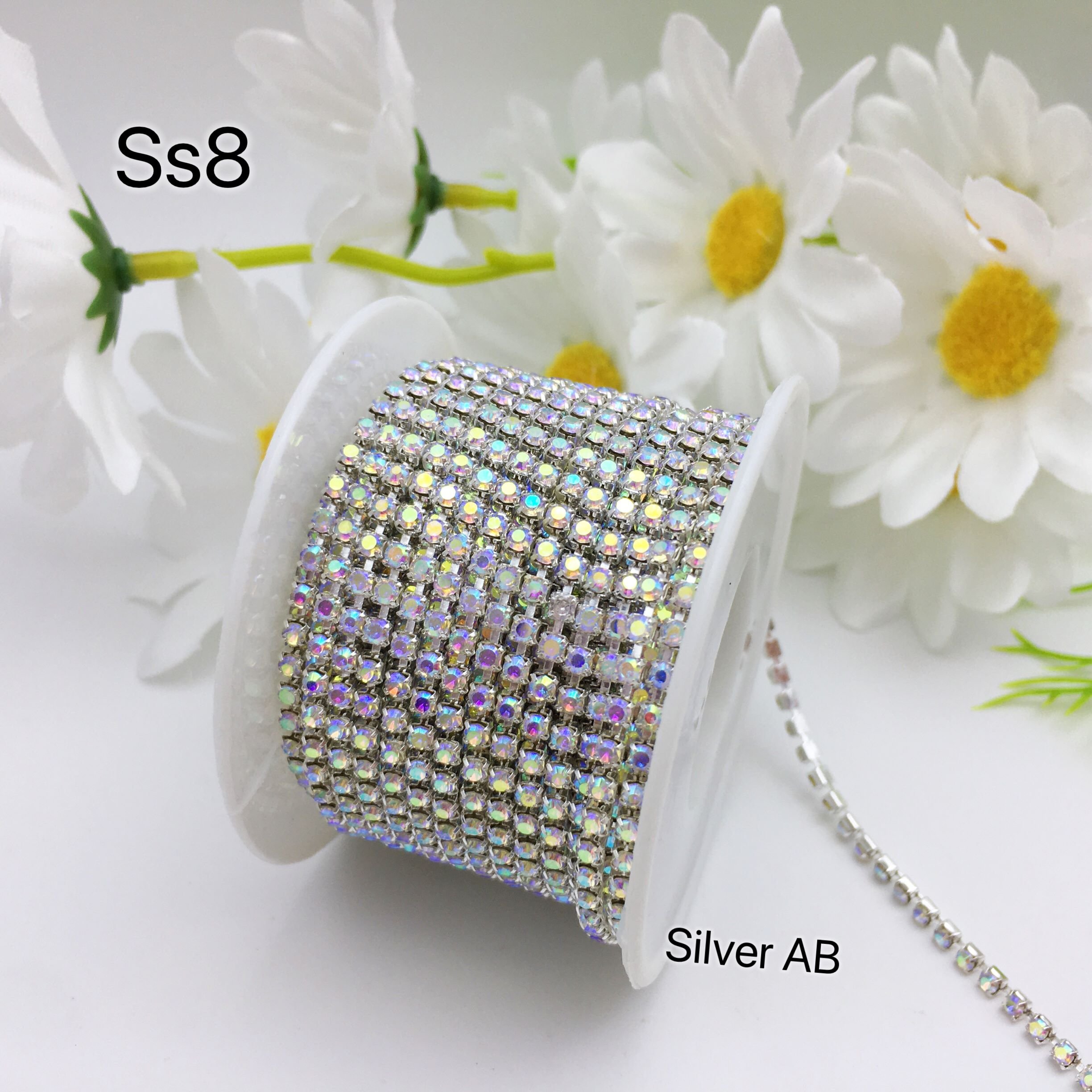 SINRONG Wholesale sewing of rhinestone chains, gold and silver soles, AB diamond glass shoe bags, wedding decorations Claw chain
