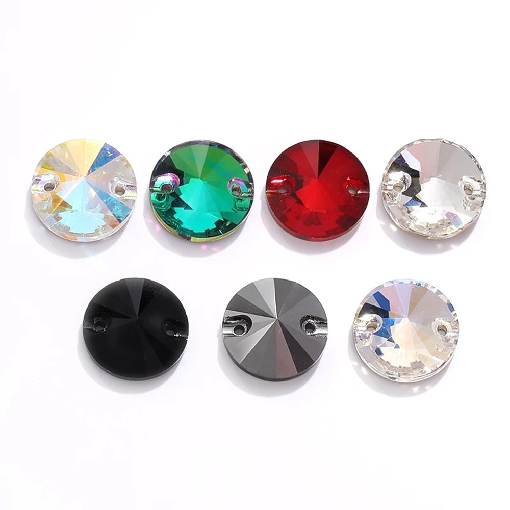 High Quality Sewing On Glitter Rivoli Rhinestones Pointback Crystal Glass Fancy Stone For Garment Decoration