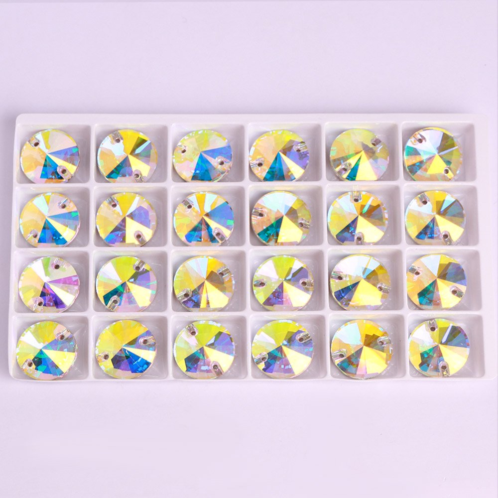 High Quality Sewing On Glitter Rivoli Rhinestones Pointback Crystal Glass Fancy Stone For Garment Decoration