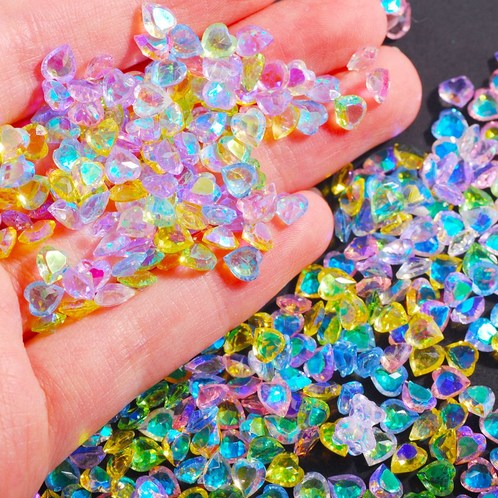 Mix Color Nail Rhinestones Shiny Heart Shape Nail Accessories