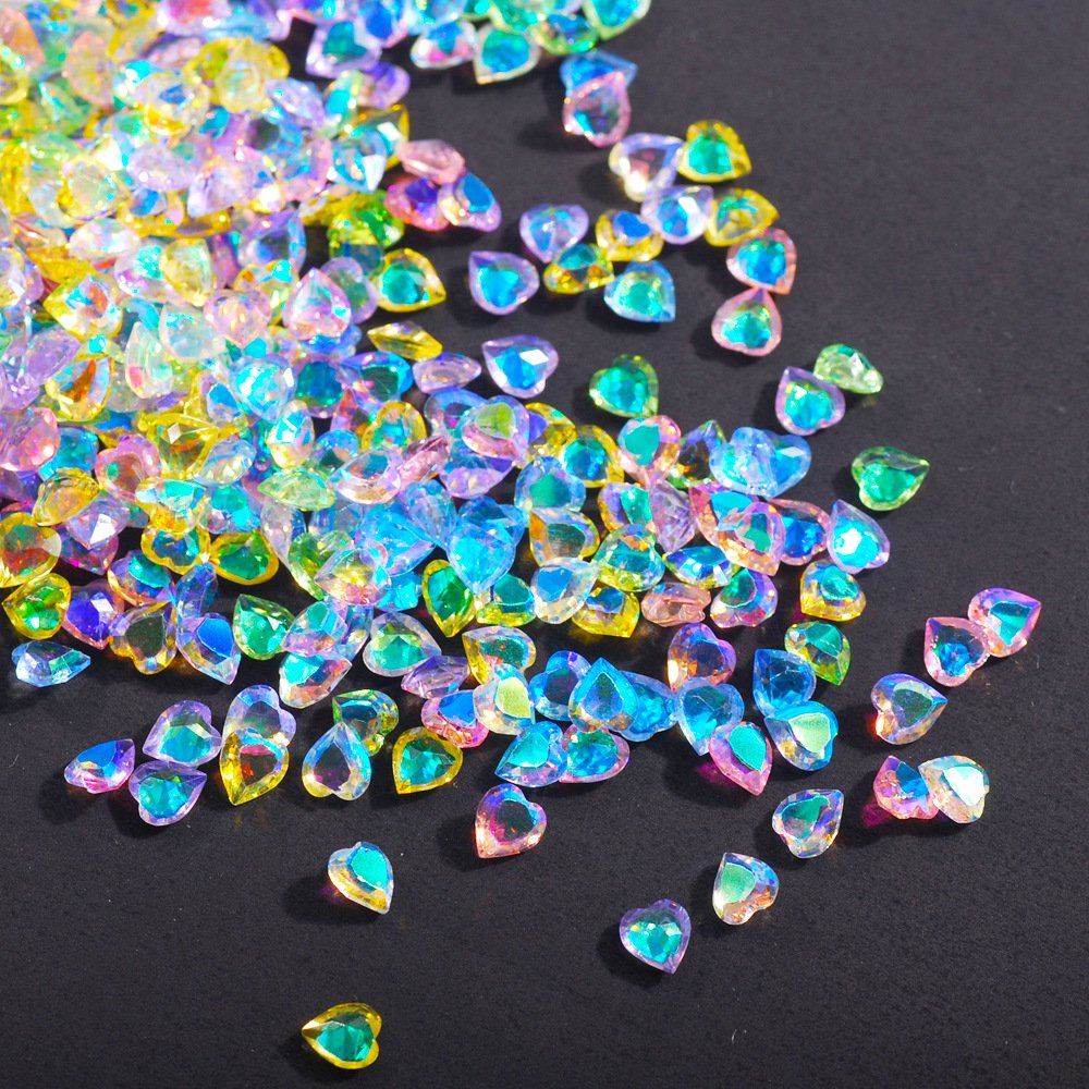 Mix Color Nail Rhinestones Shiny Heart Shape Nail Accessories