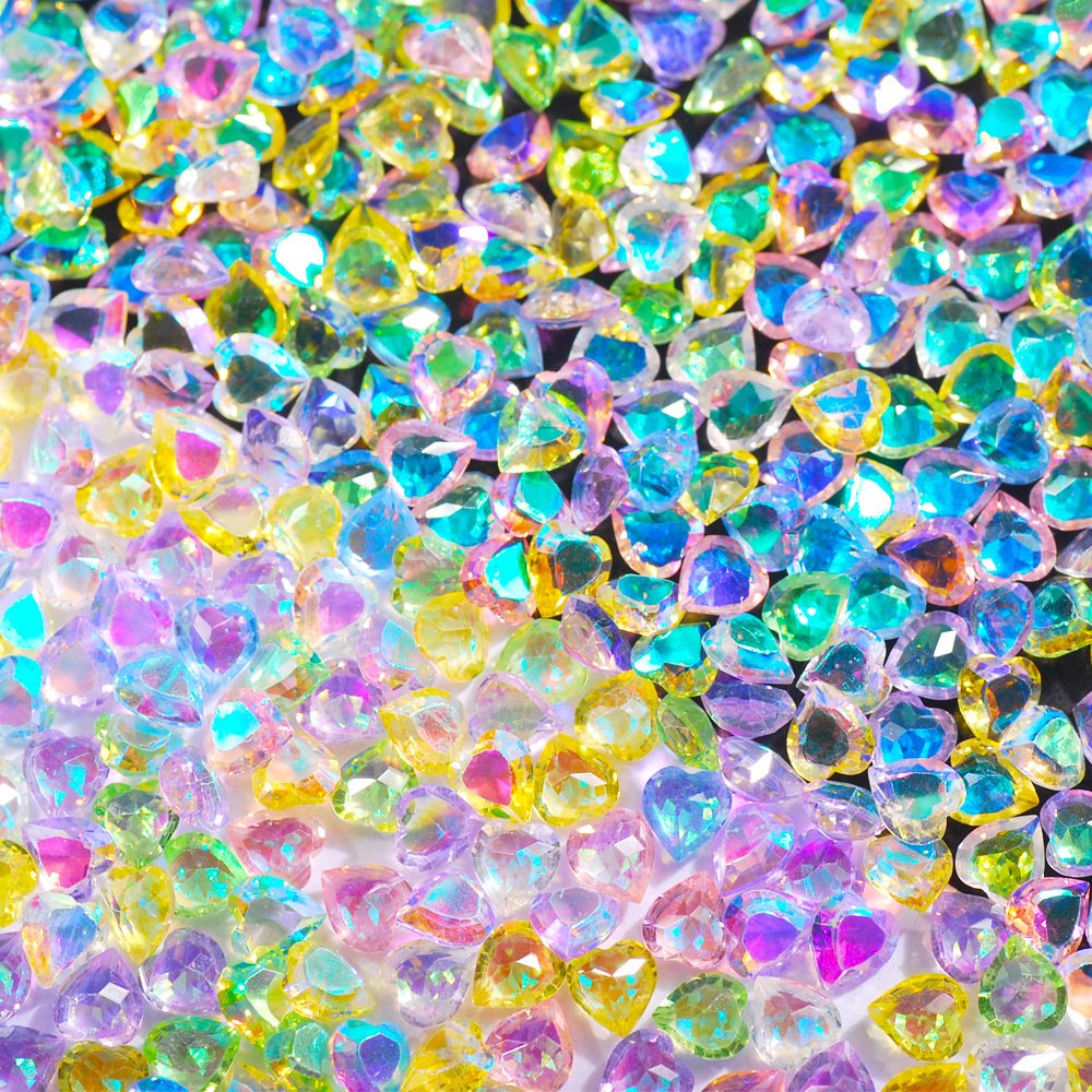 Mix Color Nail Rhinestones Shiny Heart Shape Nail Accessories