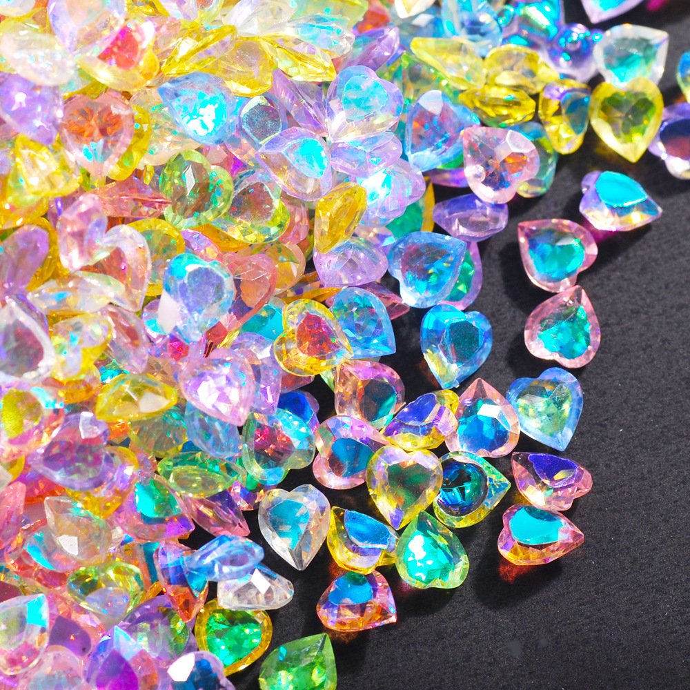 Mix Color Nail Rhinestones Shiny Heart Shape Nail Accessories