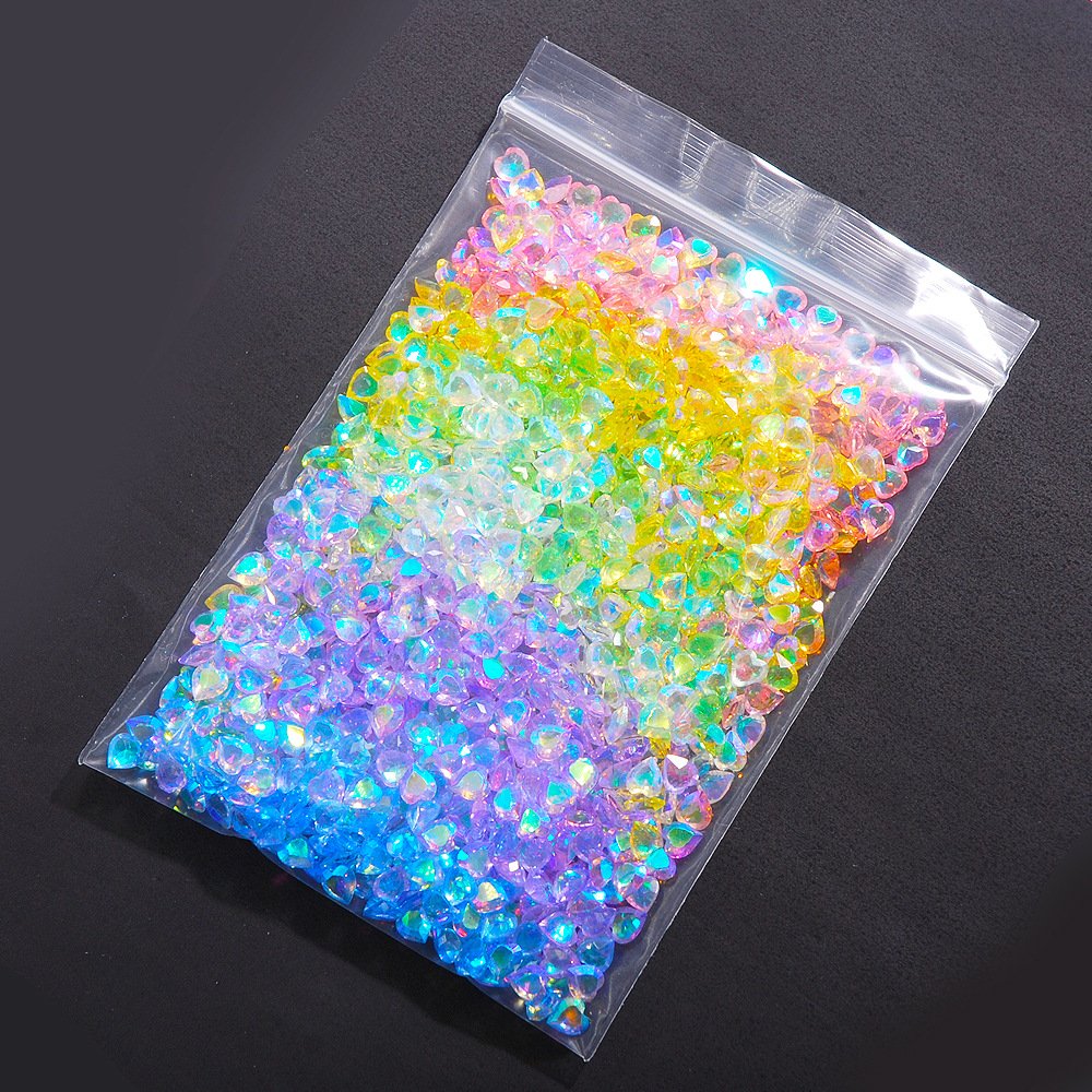 Mix Color Nail Rhinestones Shiny Heart Shape Nail Accessories