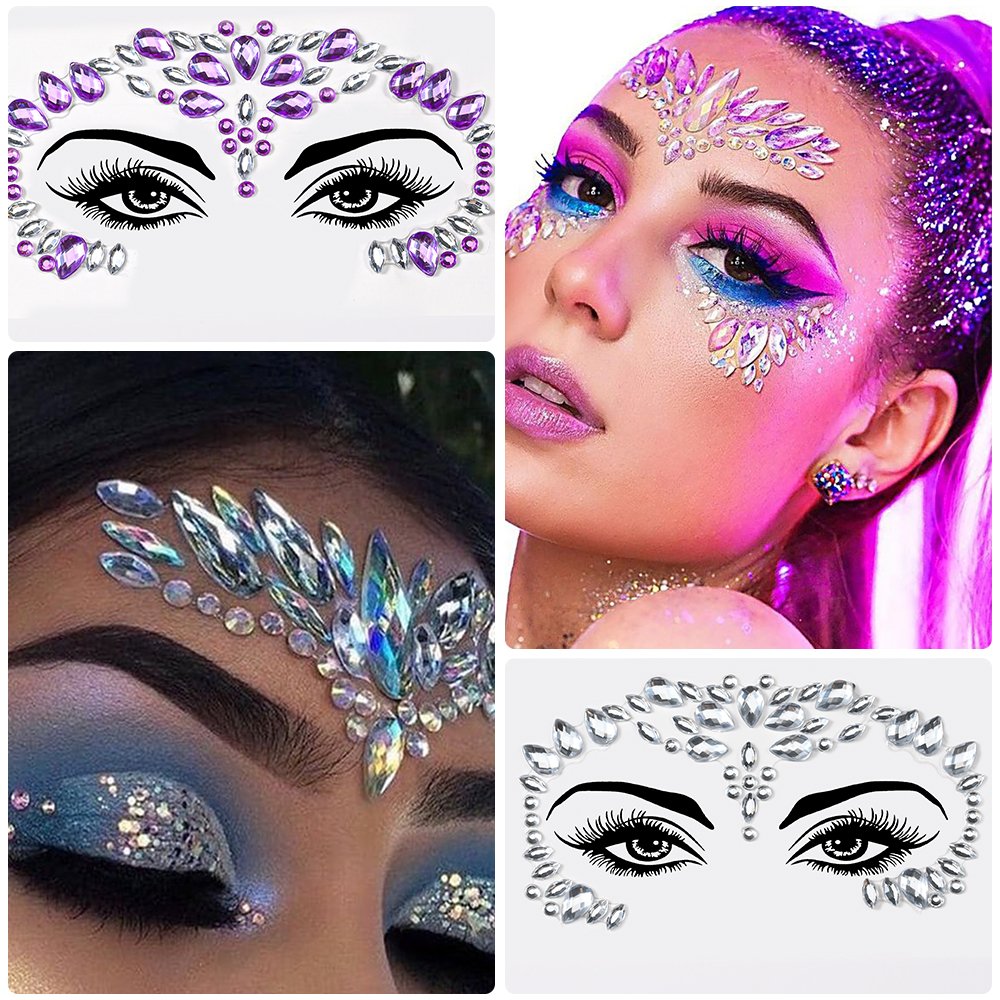 3D Sexy Face Tattoo Crystal Rhinestones Stickers Temporary Tattoos Glitter Masquerade Women Party Face Jewels Tattoo