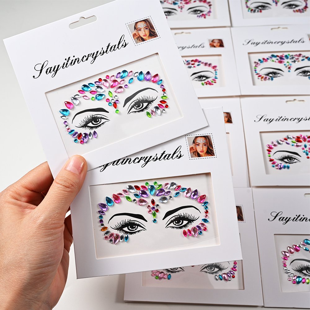 3D Sexy Face Tattoo Crystal Rhinestones Stickers Temporary Tattoos Glitter Masquerade Women Party Face Jewels Tattoo