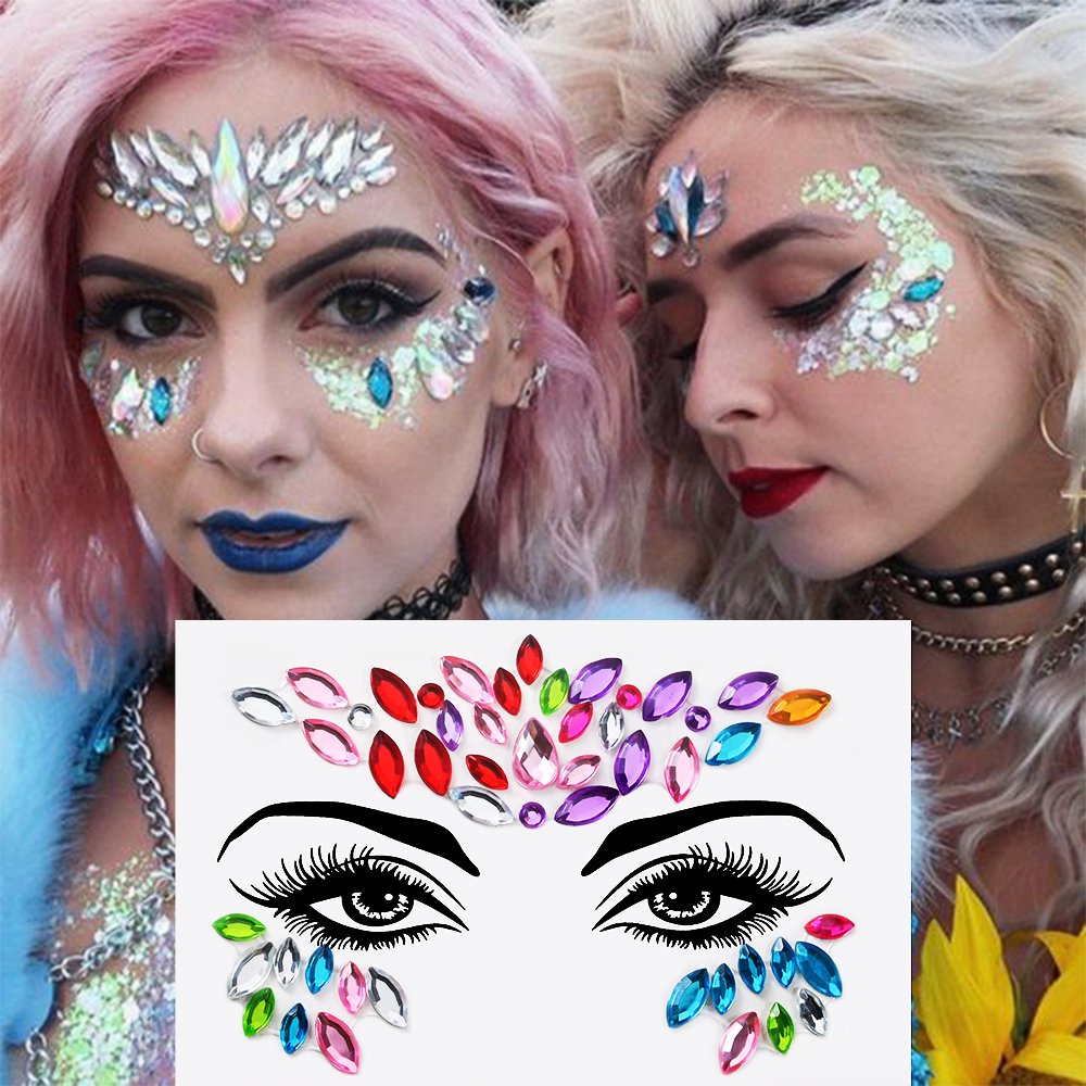 3D Sexy Face Tattoo Crystal Rhinestones Stickers Temporary Tattoos Glitter Masquerade Women Party Face Jewels Tattoo