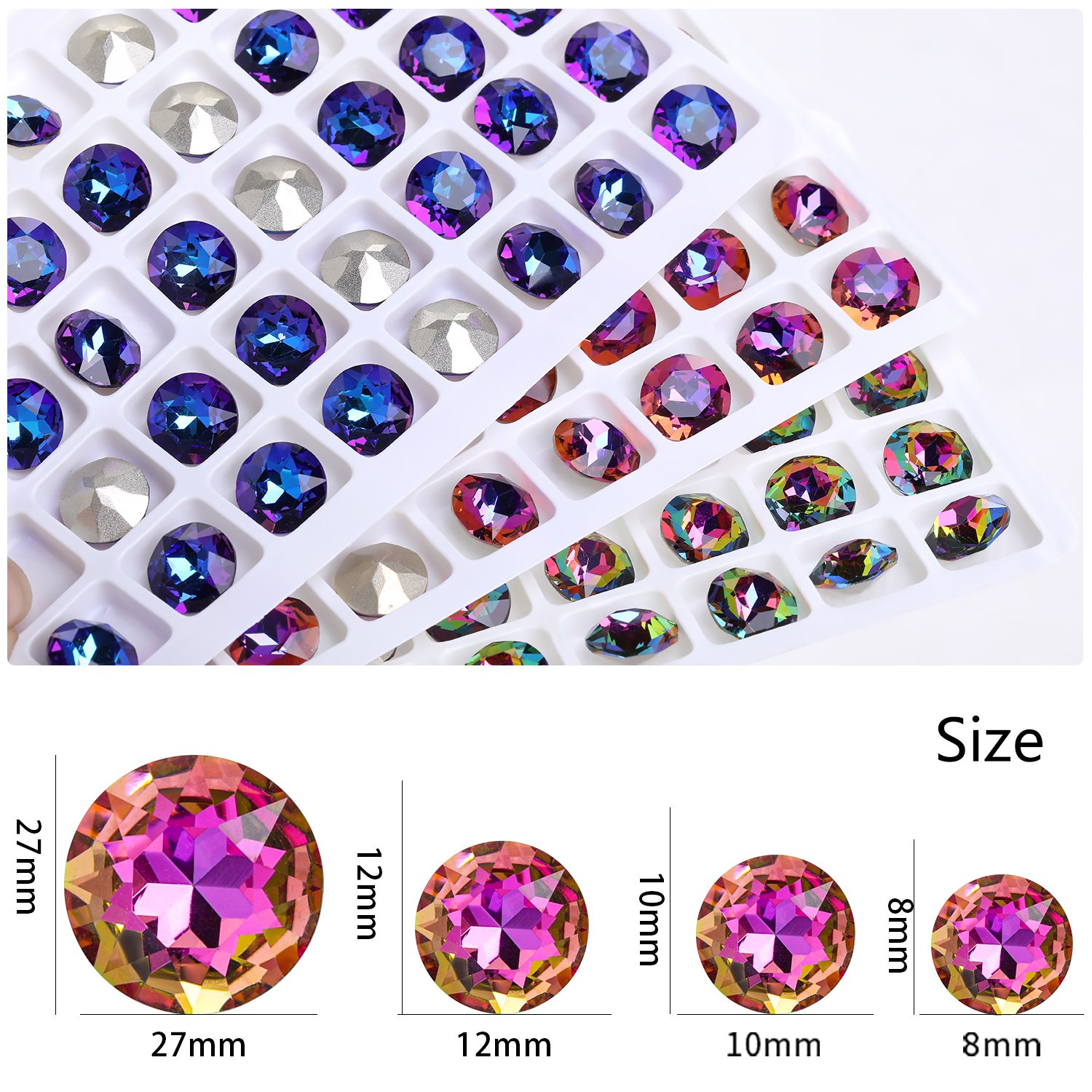 Xichuan Gemstone Flower Round K9 Glass Rhinestones Crystal Pointback Glue On Clothing Making Nail Art Garment Crafts Jewelry