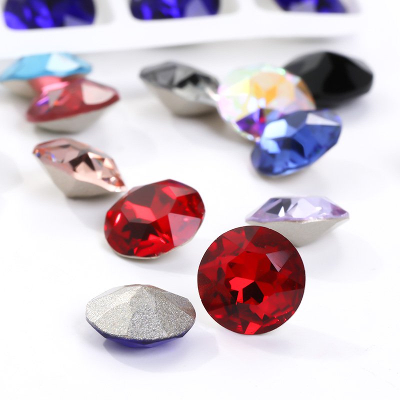 Xichuan Gemstone Flower Round K9 Glass Rhinestones Crystal Pointback Glue On Clothing Making Nail Art Garment Crafts Jewelry