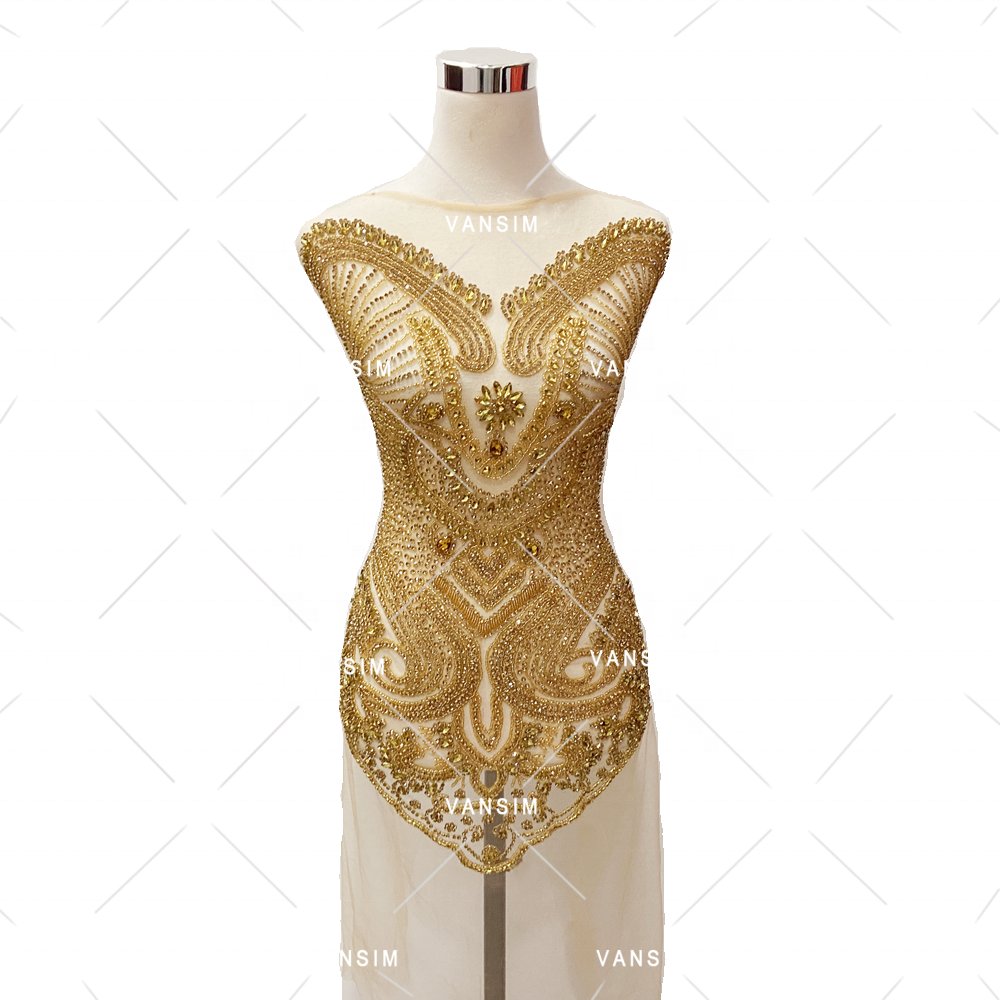 Ladies Western Party Evening bridal Dress Rhinestone Wedding full body bead stone applique pattern