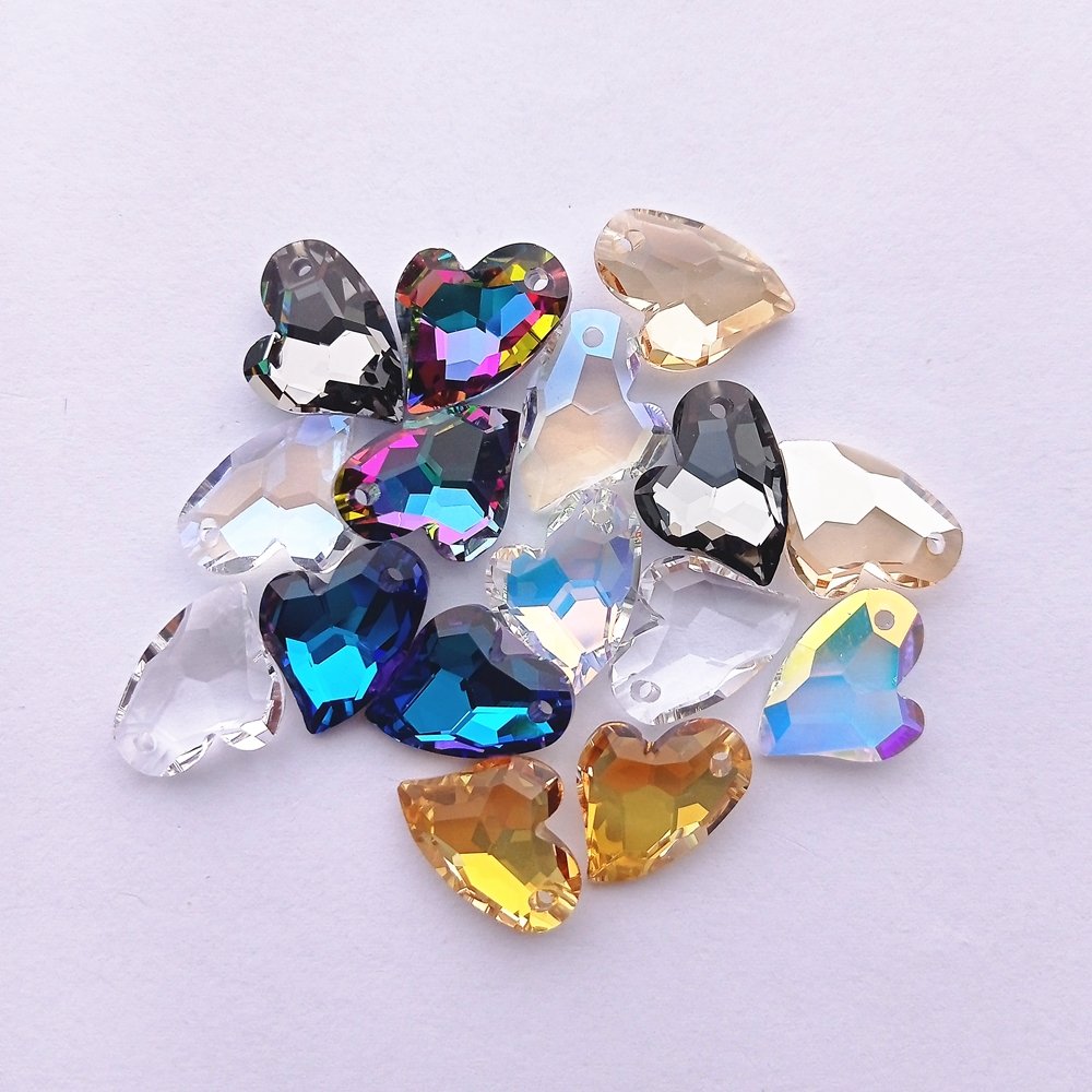 Top Sale 13*17MM Heart Diamond Glass Rhinestone Pendants Multicolor Crystal Rhinestones Necklace For Fasion Jewelry