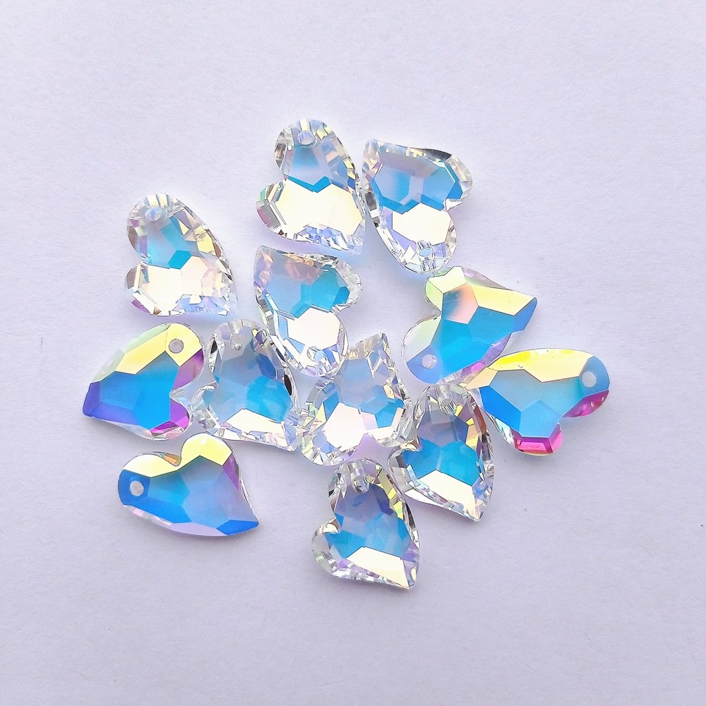 Top Sale 13*17MM Heart Diamond Glass Rhinestone Pendants Multicolor Crystal Rhinestones Necklace For Fasion Jewelry