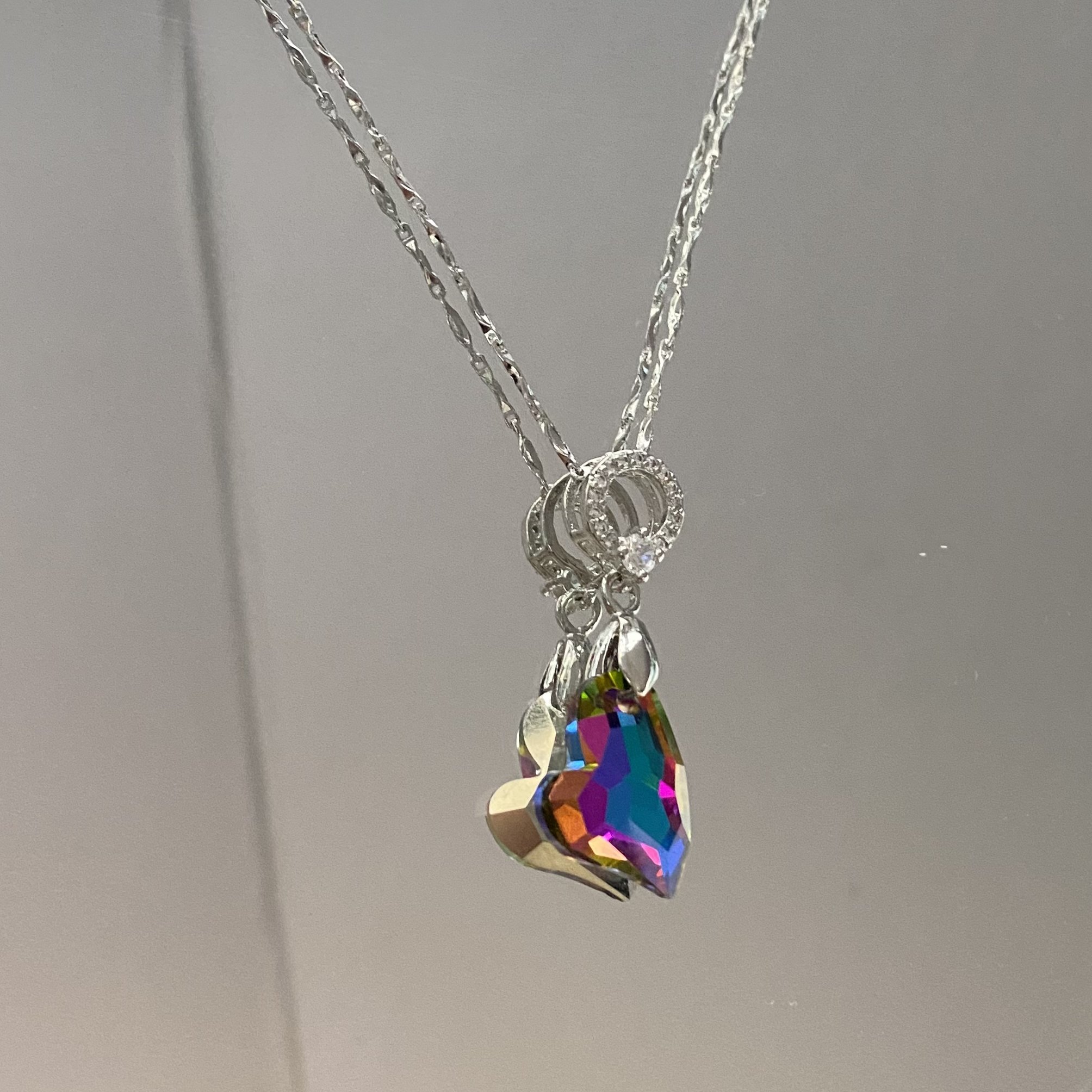 Top Sale 13*17MM Heart Diamond Glass Rhinestone Pendants Multicolor Crystal Rhinestones Necklace For Fasion Jewelry