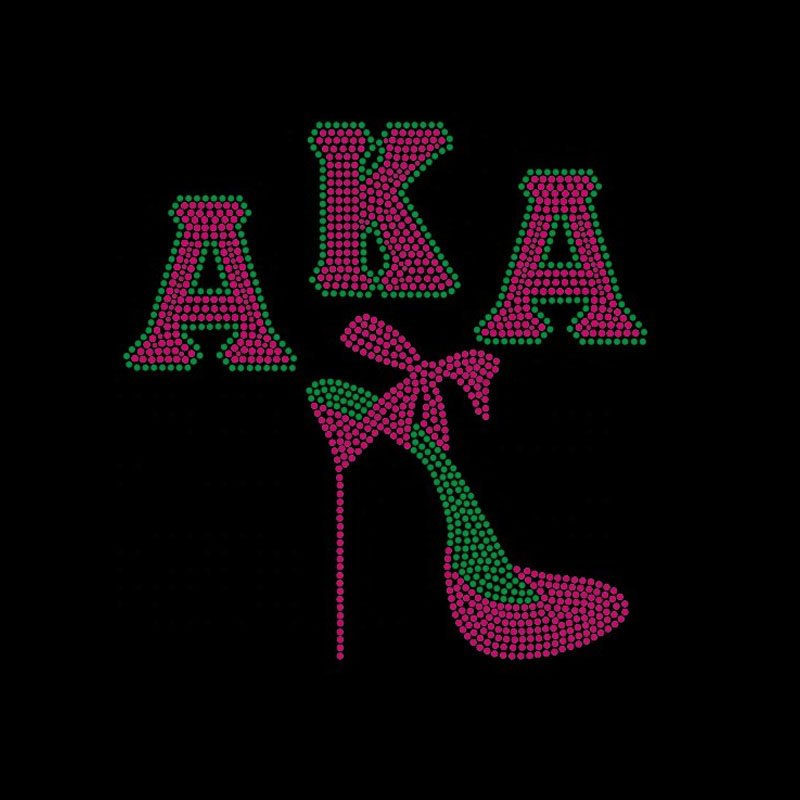 AKA Leaf Green Rose Hot Fix 1908 Sorority Design Iron On Custom AKA Rhinestone Transfer Motif