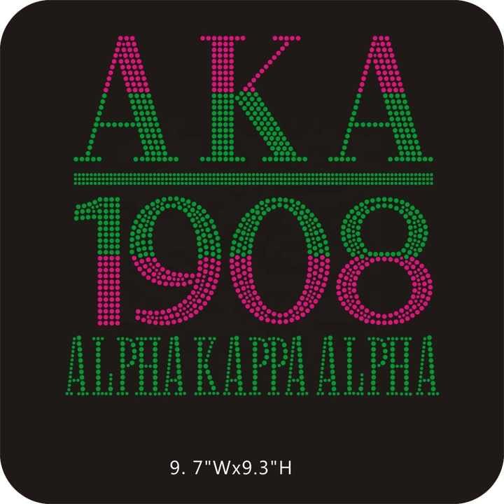 AKA Leaf Green Rose Hot Fix 1908 Sorority Design Iron On Custom AKA Rhinestone Transfer Motif