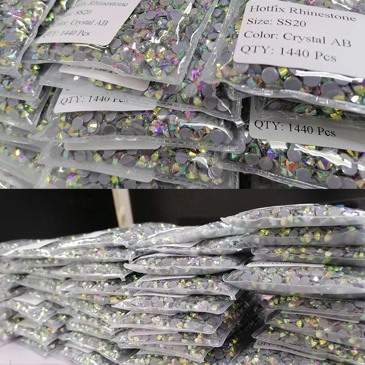 Wholesale SS4 SS6-SS20 Round Strass Hot Fix Crystal Flat back Rhinestone Bulk Flatback Glass Hotfix Rhinestone for Garment
