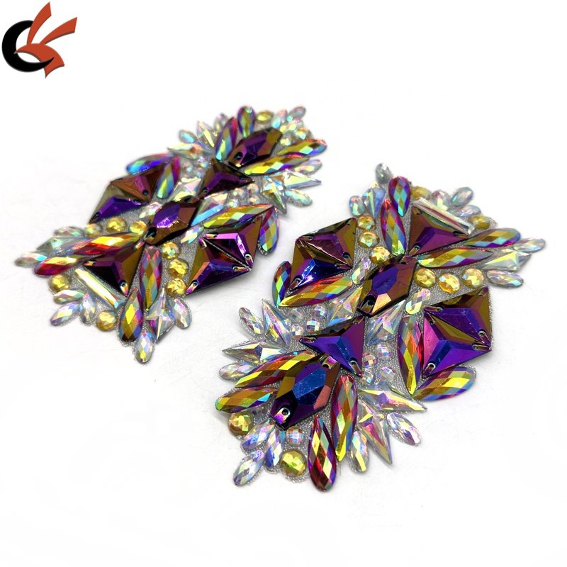 Sparkling Purple AB Colors Resin Gems Iron-On Patches & Hot Fix Rhinestone Motif Appliques Garment Carnival Costume Decoration