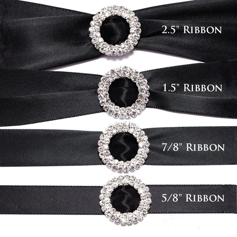 Double Row Round Clear Rhinestone Buckle Invitation Ribbon Slider For Wedding Supplies Decoration
