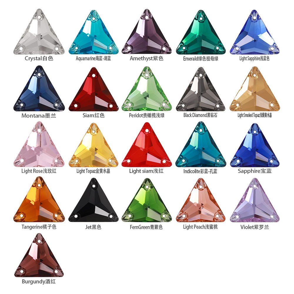 Triangle 80+Colors Sew on Rhinestones 3270 Glass Fancy Glass Flat Back Bling Bling Diamond Stone For Fashion Jewelry Clothes