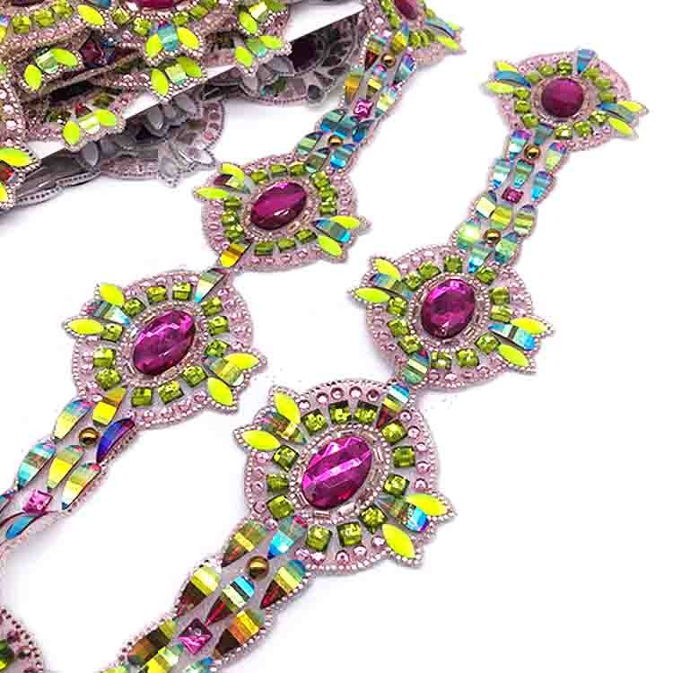 Spot goods hot fix rhinestone trimmings for samba carnival costumes women