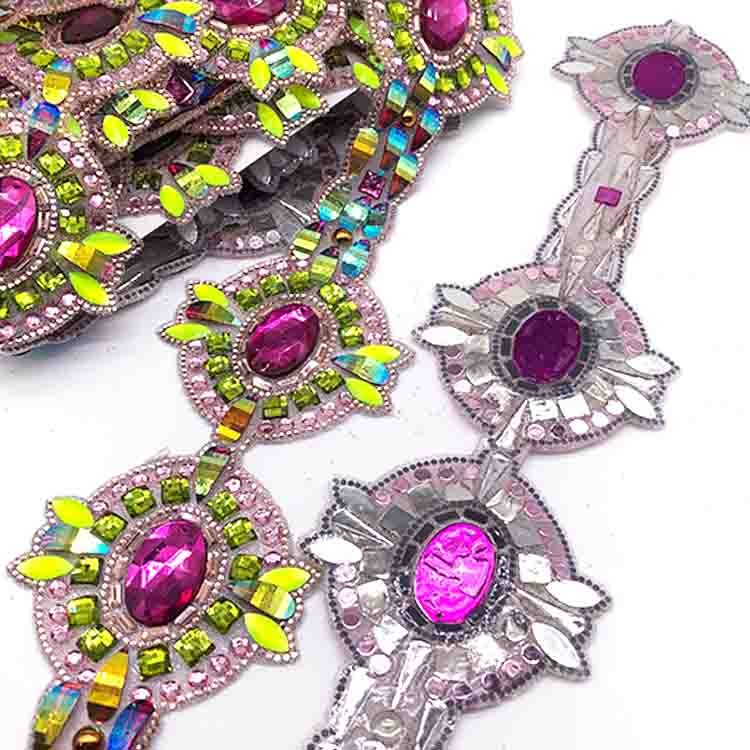 Spot goods hot fix rhinestone trimmings for samba carnival costumes women