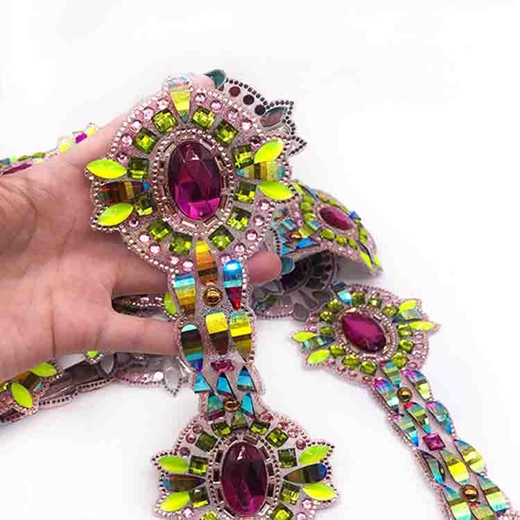 Spot goods hot fix rhinestone trimmings for samba carnival costumes women