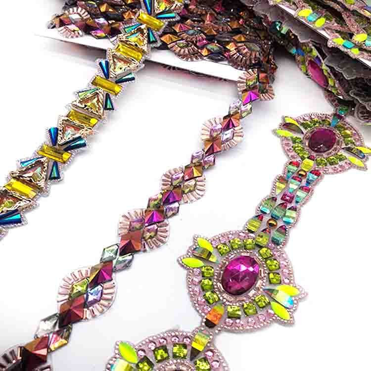 Spot goods hot fix rhinestone trimmings for samba carnival costumes women