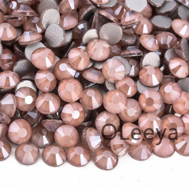 OLeeya Factory Wholesale Mocha Color Glass Strass Nail Art Rhinestone Flat Back Non Hot Fix Crystal Rhinestones for Tumblers