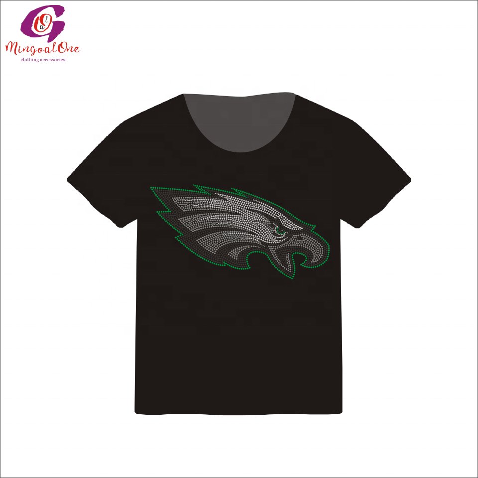 Factory Custom Rhinestone NFL Football Team Transfer Customized Sport Team Logo Rhinestone Heat Transfer Iron On Motif Shirt