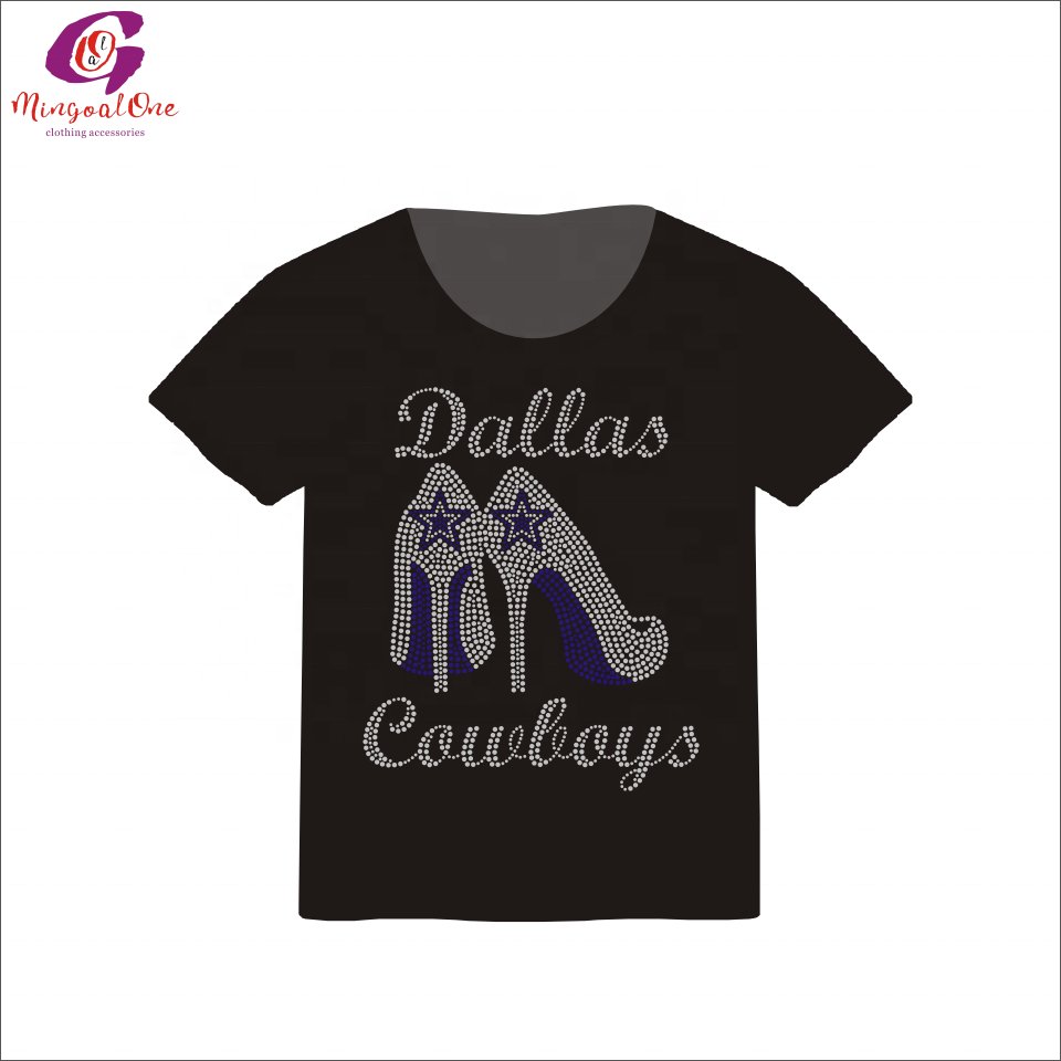 Factory Custom Rhinestone NFL Football Team Transfer Customized Sport Team Logo Rhinestone Heat Transfer Iron On Motif Shirt