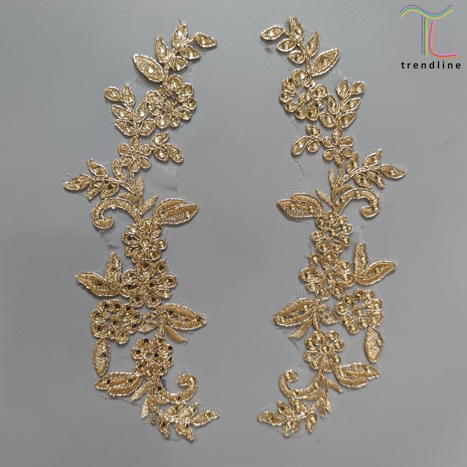 rhinestone corded silver lurex embroidery flora appliques
