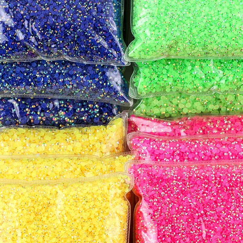 Factory Supply Bulk 2mm 3mm 4mm 5mm 6mm Non Hot Fix Round Epoxy Resin Jelly Flatback Base Rhinestone for Garment Decora