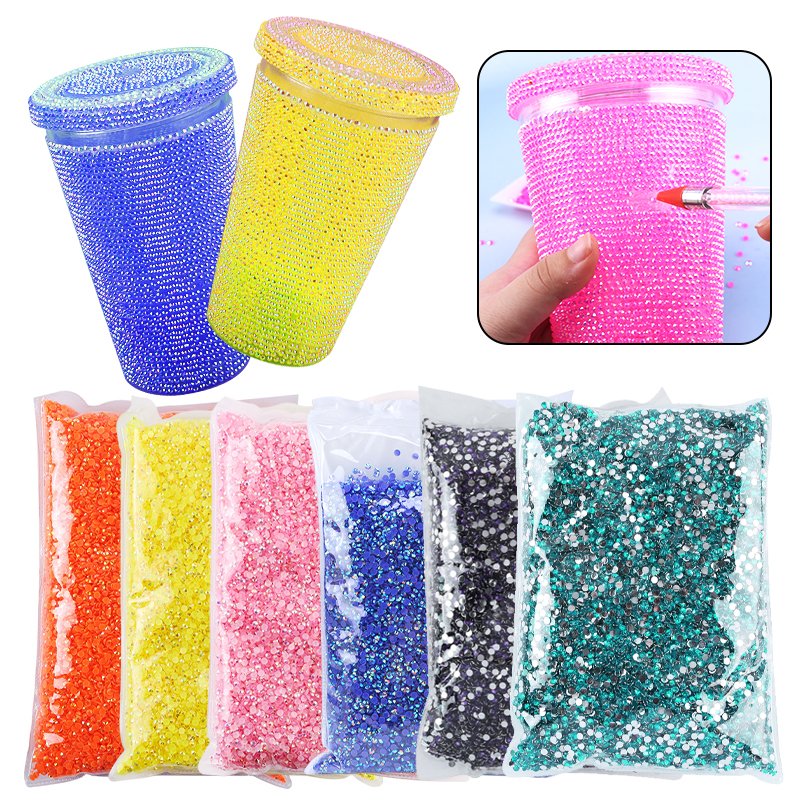 Factory Supply Bulk 2mm 3mm 4mm 5mm 6mm Non Hot Fix Round Epoxy Resin Jelly Flatback Base Rhinestone for Garment Decora