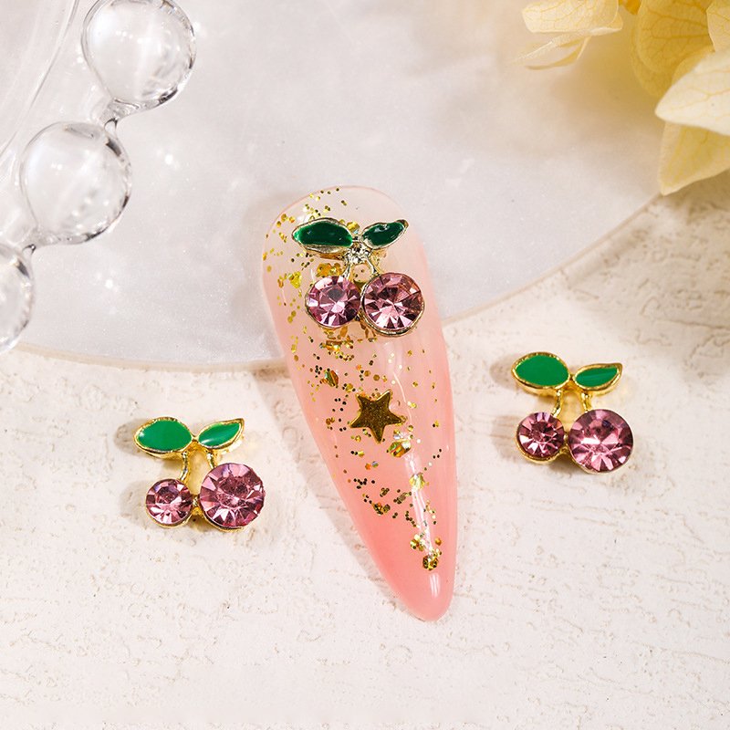 Cherry Nail Rhinestones For Manicure Decorations Wholesale Cute Cherry Nail Art Accessories Rhinestone