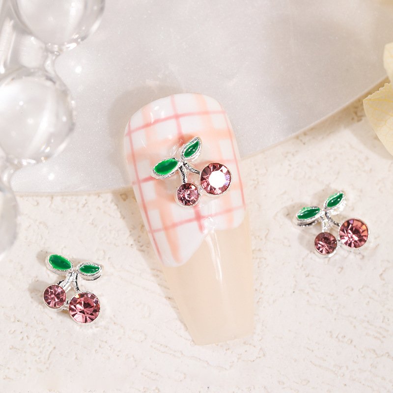 Cherry Nail Rhinestones For Manicure Decorations Wholesale Cute Cherry Nail Art Accessories Rhinestone