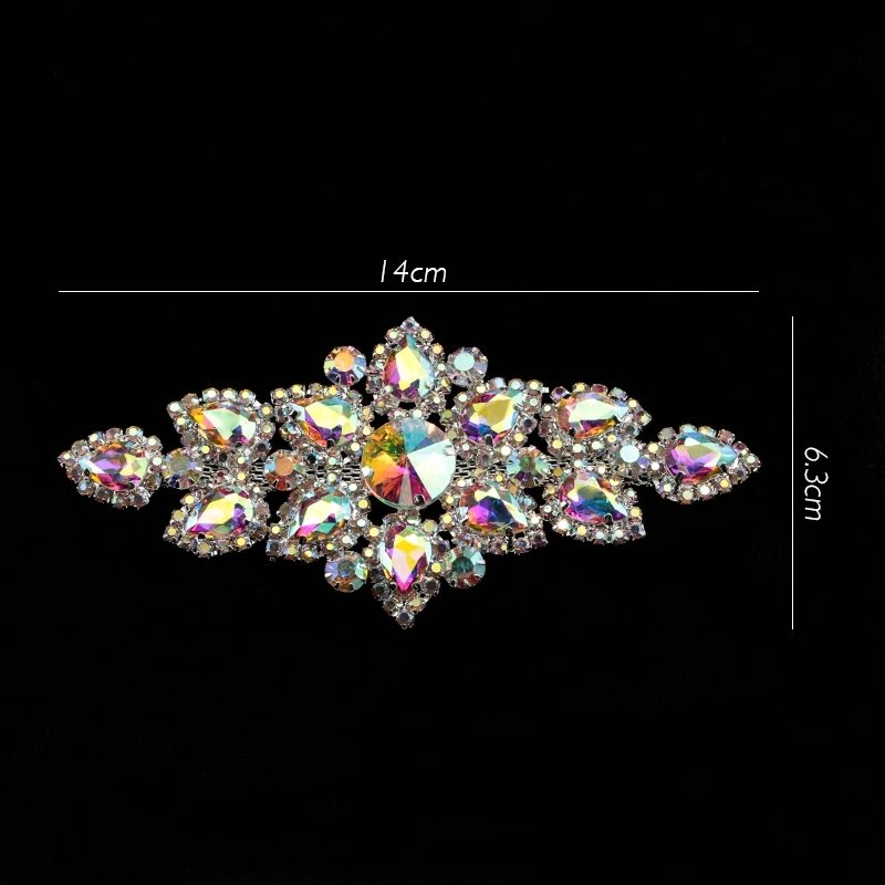 QIAO Sewing On Rhinestone Applique 1 pcs Silver Base Clear Crystal Eco-friendly Rhinestones DIY Wedding Evening Dress
